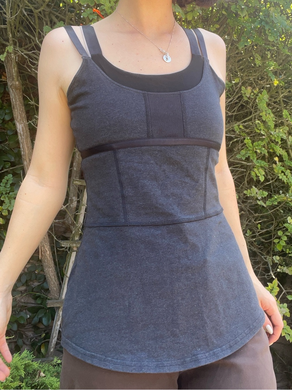 Lululemon Mesh XS Women's Charcoal Gray Layered-Strap Tank Top